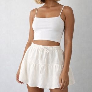 Stoney Clover Lane x Target Linen Blend White Pull-On Skirt Size Medium Coastal